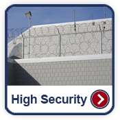 High Security gallery button image. Grand Island, Nebraska commercial fencing company fence contractors hydraulic bollards wedge cable barrier barrier arm gate K-Rated M50 M30 K4 K8 K12 concertina wire razor wire chain link infrared detection microwave detection barbwire prison correctional airport manufacturing 
