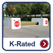 K-Rated gallery button image. Grand Island fencing company commercial fencing contractors Nebraska hydraulic bollards wedge cable barrier barrier arm gate K-Rated M50 M30 K4 K8 K12 concertina wire razor wire chain link infrared detection microwave detection barbwire prison correctional airport manufacturing vehicle restraint system vehicle testing hydraulic bollards crash cantilever gate mobile vehicle barrier crash rated