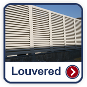 Louvered screening gallery button image. Grand Island fence company commercial fencing contractors Grand Island, Nebraska architectural mechanical screening screen louvered semi private private solid staggered board on board shadow box alternating ametco barnett and bates industrial louvers rooftop louvers beta orsogrill omega chillers generators truck wells outside storage condensors rooftop equipment patios trash dumpsters transformers HVAC courtyards pool equipment fence aluminum galvanized steel degree of openness direct visibility standalone wall louvers 